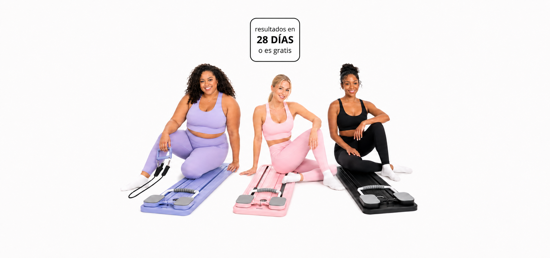 Tres mujeres entrenando con tablas de Pilates Ardanza