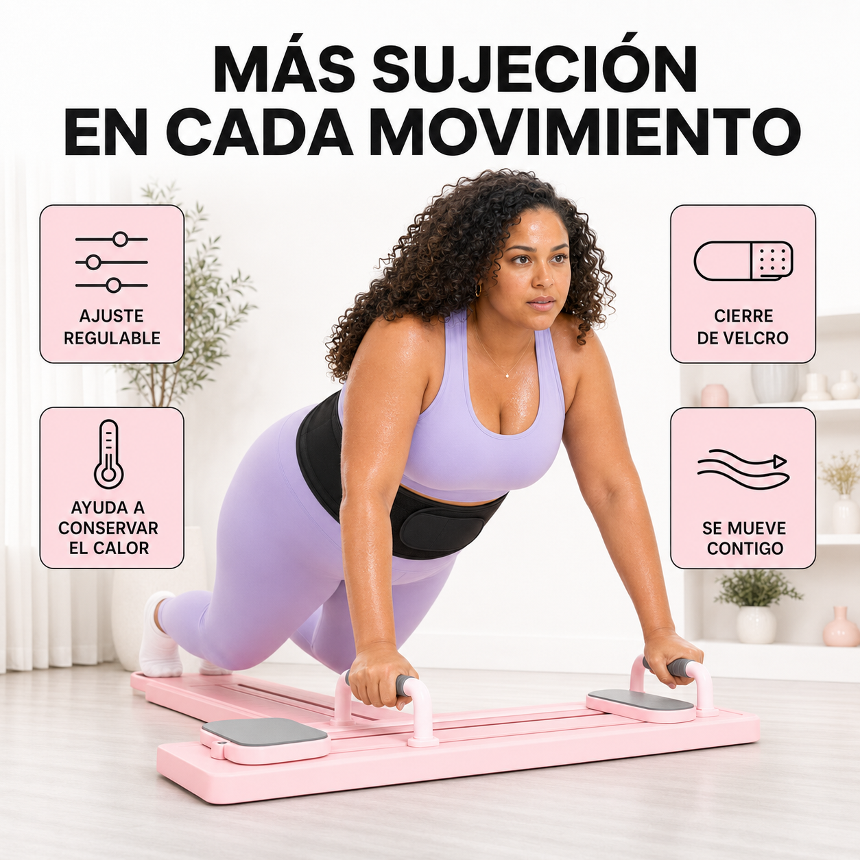 Beneficios del Cinturón de Sudoración Ardanza: ajuste regulable, cierre de velcro, ayuda a conservar el calor, se mueve contigo